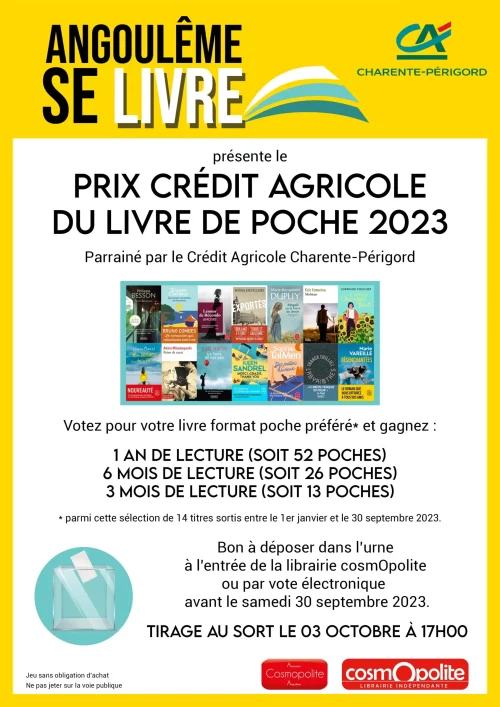 Affiche Salon Angoulême se Livre 2023 Grand Prix du public Crédit agricole périgord